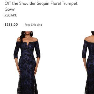 XSCAPE off the Shoulder Trumpet Style Dress